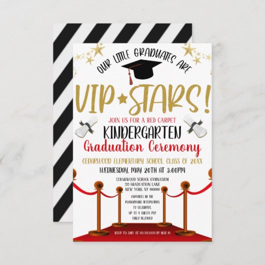 Hollywood Red Carpet thème Graduation Invitation (Devant / Derrière)