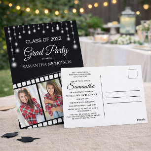 Hollywood Reel 3 Photo Black Silver Afstuderen Briefkaart