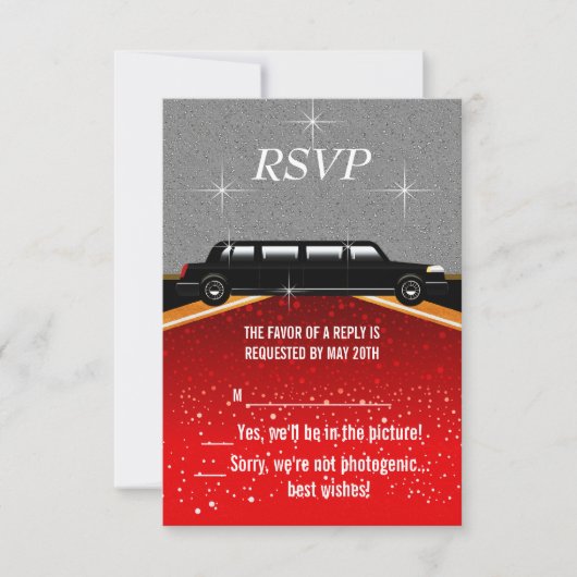Hollywood Rode Loper RSVP-sjabloon RSVP Kaartje (Voorkant)