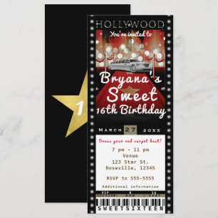 Hollywood Rode Loper VIP Feest Ticket Uitnodiging
