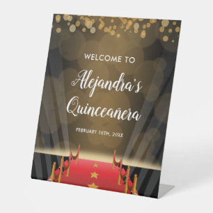 Hollywood rode tapijt quinceanera Welkom Reclamebord Met Voetstuk