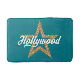 Hollywood Script with Star (White Type) Bath Mat