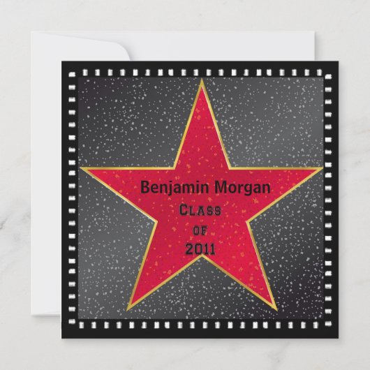 Hollywood Star Red Faire-part de diplôme (Dos)