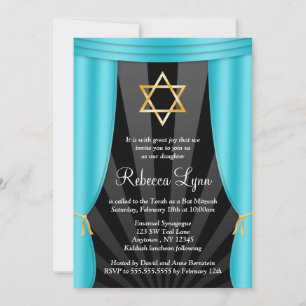 Hollywood Star van David Blauwgroen Blue Bat Mitzv Kaart