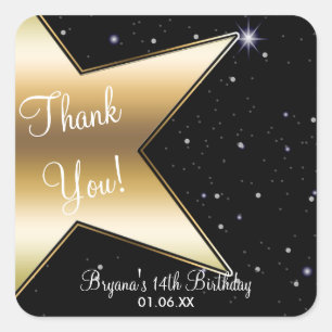 Hollywood Ster Goud Zwart Verjaardagsfeest Sticker
