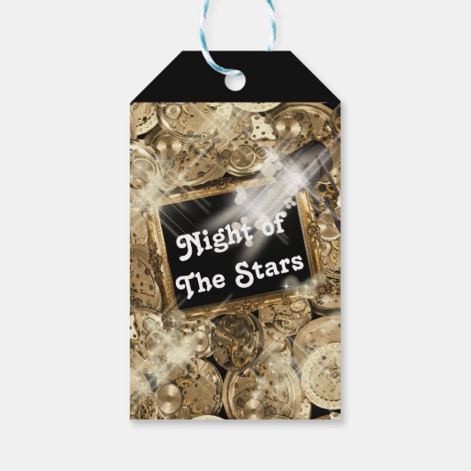 Hollywood sterren steampunk goud zwart cadeaulabel (Achterkant)