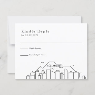 Hollywood Wedding   Stijlvolle Skyline RSVP Kaartje