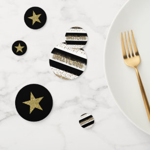 Hollywood Zwart & Wit Gouden Glitter Sterren Feest Confetti