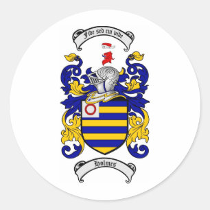 HOLMES FAMILY CREST - HOLMES WAPEN RONDE STICKER