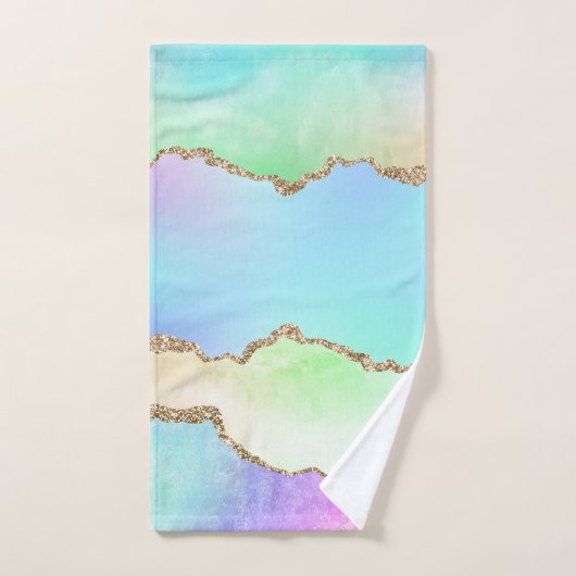 Holo Agate | Faux Iriscent Pastel Ombre Marmer Bad Handdoek (Handdoek)