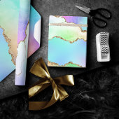 Holo Agate | Faux Iriscent Pastel Ombre Marmer Cadeaupapier