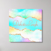 Holo Agate | Faux Iriscent Pastel Ombre Marmer Canvas Afdruk (Voorkant)