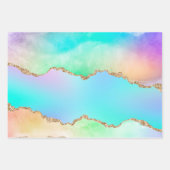 Holo Agate | Faux Iriscent Pastel Ombre Marmer Inpakpapier Vel (Voorkant 2)