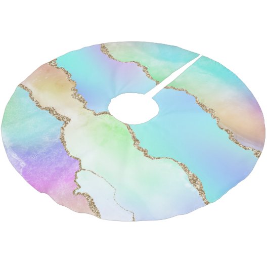 Holo Agate | Faux Iriscent Pastel Ombre Marmer Kerstboom Rok (Gekanteld)