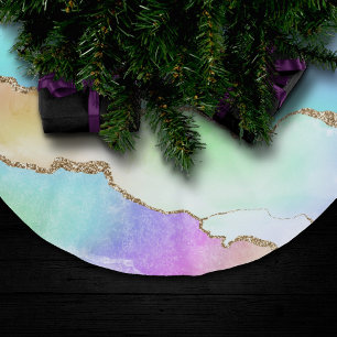 Holo Agate   Faux Iriscent Pastel Ombre Marmer Kerstboom Rok
