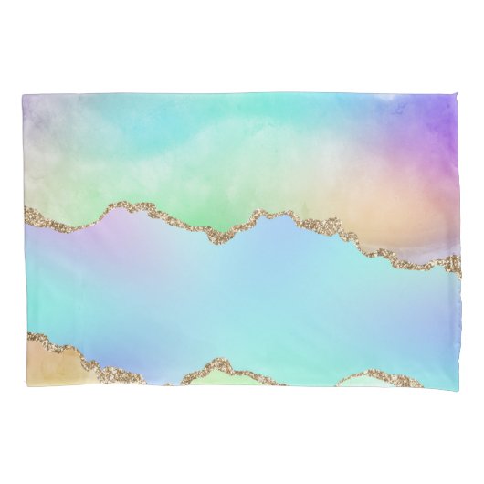 Holo Agate | Faux Iriscent Pastel Ombre Marmer Kussensloop (Voorkant)