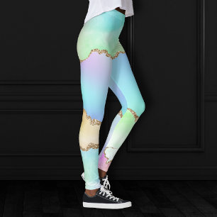Holo Agate   Faux Iriscent Pastel Ombre Marmer Leggings