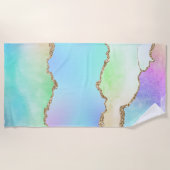 Holo Agate | Faux Iriscent Pastel Ombre Marmer Strandlaken (Voorkant)