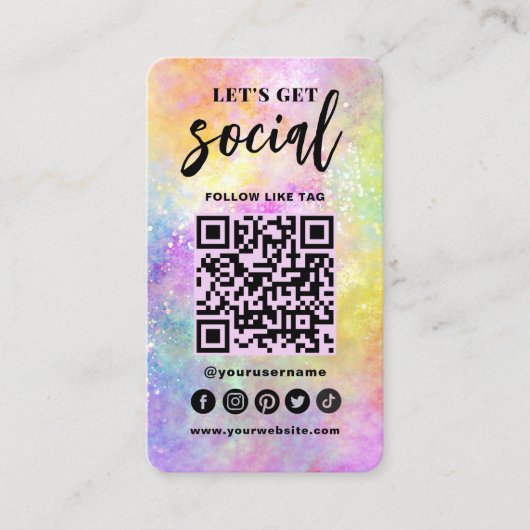 Holo Opal Stijlvolle QR Code Maak verbinding met o Visitekaartje (Voorkant)