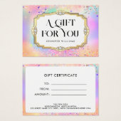 Holo Parties scintillant Gold Pastel Élégant certi (Devant & derrière)