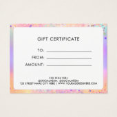 Holo Parties scintillant Gold Pastel Élégant certi (Dos)