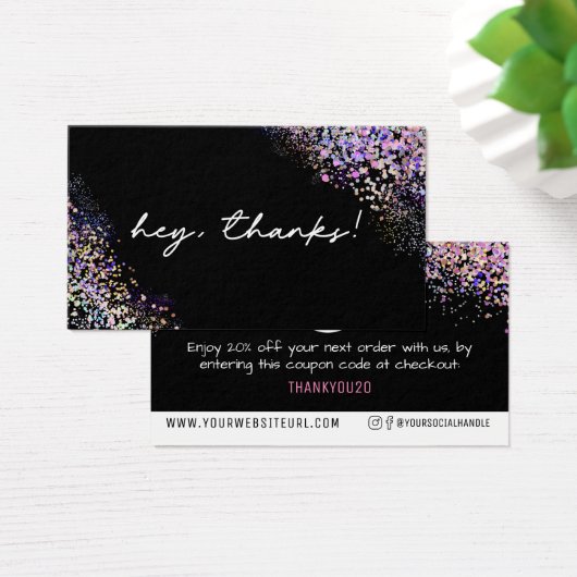 Holo Parties scintillant Merci Ajouter Logo Carte  (Bureau)