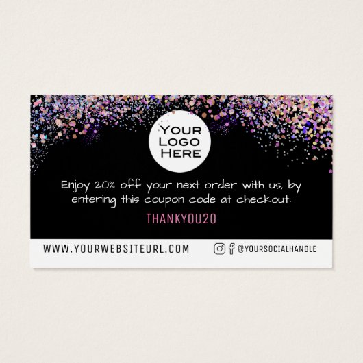 Holo Parties scintillant Merci Ajouter Logo Carte  (Dos)