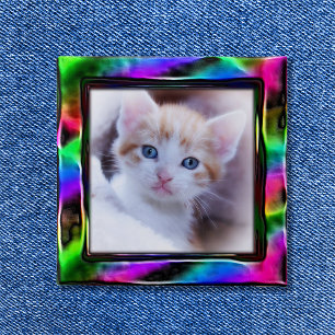Holo Rainbow artistieke grens foto Vierkante Button 5,1 Cm