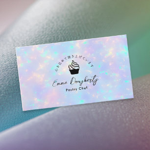 Hologografische regenboogcupcake voor banketbakker visitekaartje