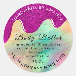 Holograaf Aangepaste Logo naam body Butter Drivers Ronde Sticker