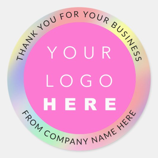 Holograaf Aangepaste Logo Naam Web Roze Moderne Da Ronde Sticker (Voorkant)