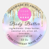 Holograaf Aangepaste Logo NaamLichaamsverzorgingst Ronde Sticker (Voorkant)