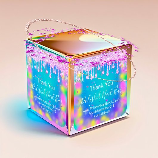 Holograaf bedankt Diamond Drip Nails Hot Pink Vierkante Sticker