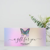 Holograaf Butterfly Certificate Cadeaukaart toevoe (Staand voorkant)