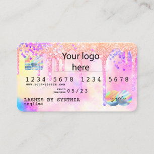 Holograaf Pastel unicorn Modern Creditcard LOGO Visitekaartje