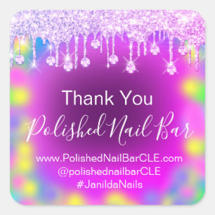 Holograaf - Ruitvormige schijven - Nagelkleurthera Vierkante Sticker