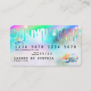 Holograaf Unicorn Dripping Creditcard Lashes Visitekaartje