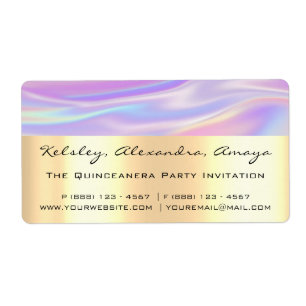 Holograaf Unicorn Gold Bridal Paars Sweet 16th Etiket