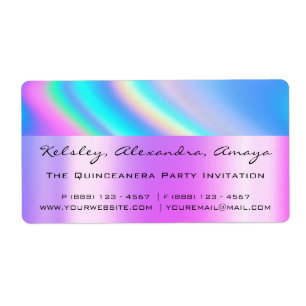 Holograaf Unicorn roze Vrijgezellenfeest Sweet 16t Etiket