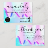 Holograaf Winkel Dank je Discount Code Roze Visitekaartje (Voorkant / Achterkant)