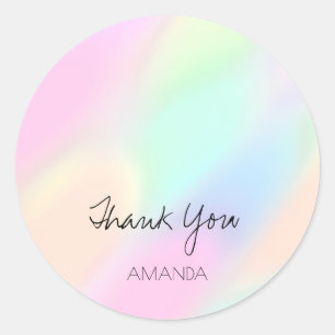 Holografen Roze Unicorn Mermaid Pastels Ronde Sticker