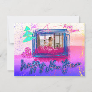 Holografie gloed Lijst Foto gelukkig nieuwjaar Briefkaart