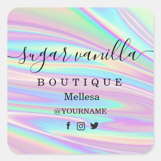 Holografie Unicorn Square Sticker (Voorkant)