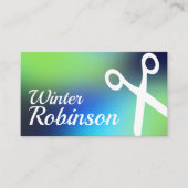 Holografisch blauw groen turquoise haarstylist visitekaartje (Voorkant)