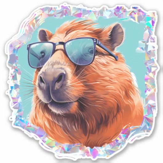 Holografisch Capybara Sticker (Voorkant)