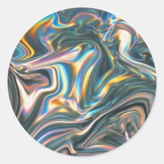 Holografisch Chrome Ronde Sticker (Voorkant)