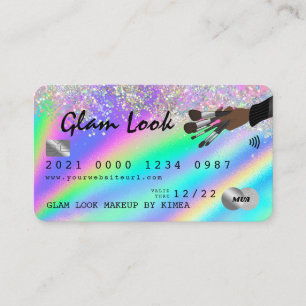 Holografisch creditcard Glitter Makeup Artist MUA Visitekaartje
