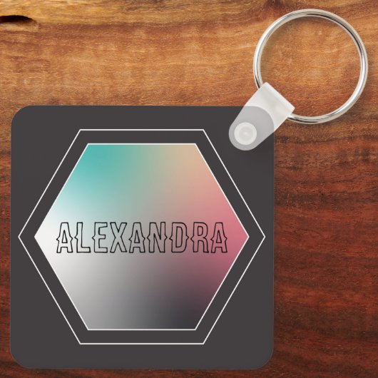 Holografisch gepersonaliseerd pastelverloop sleutelhanger (Achterkant)