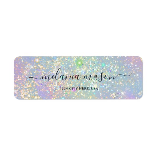 Holografisch glam Glitter Elegant Sparkles Etiket (Voorkant)