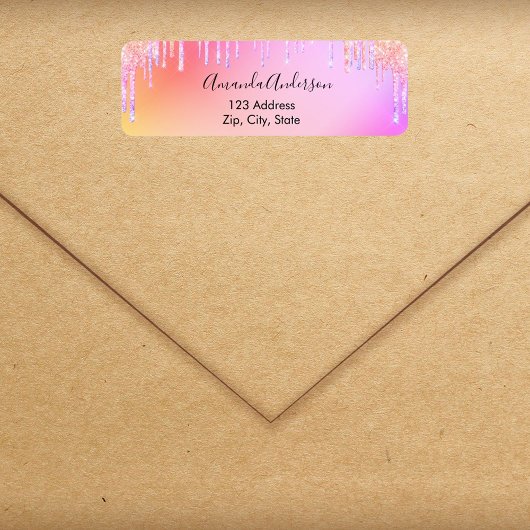 Holografisch glitter druppelt eenzijdig retouradre etiket